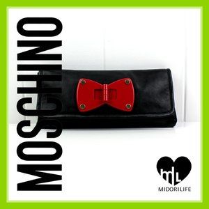 MOSCHINO Hello Kitty-esque Red Bow Leather Clutch